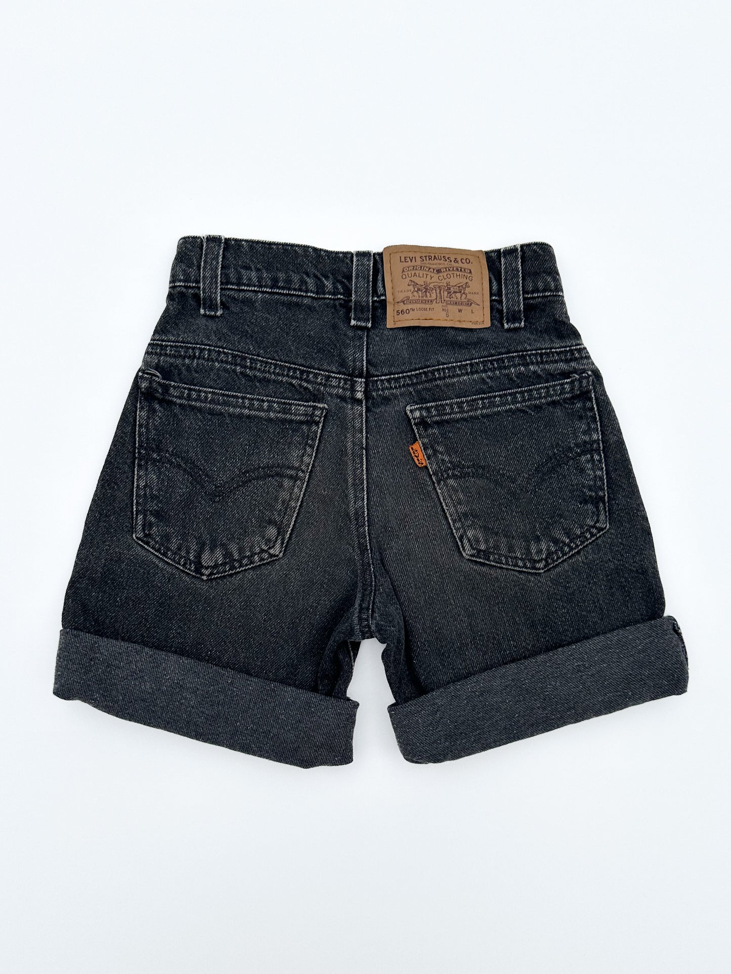 Black orange tab shorts size 6Y