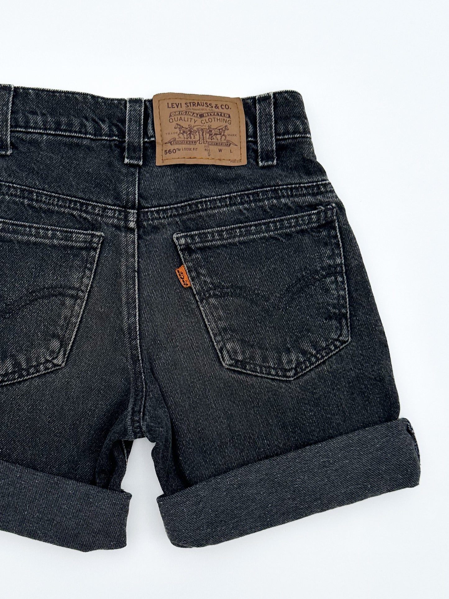 Black orange tab shorts size 6Y