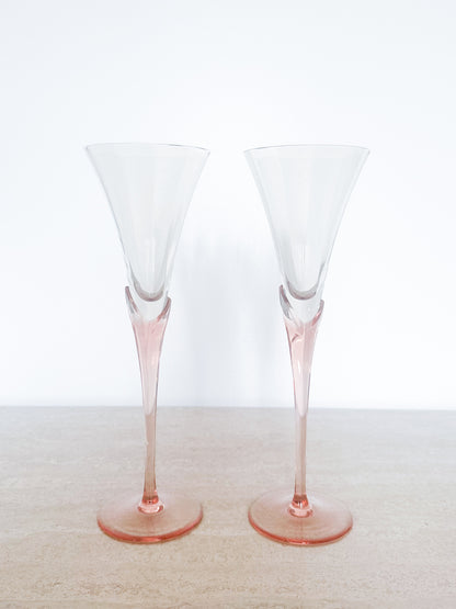 Pink champagne glasses 2x