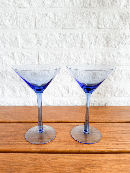 Blue cocktail glasses 2x