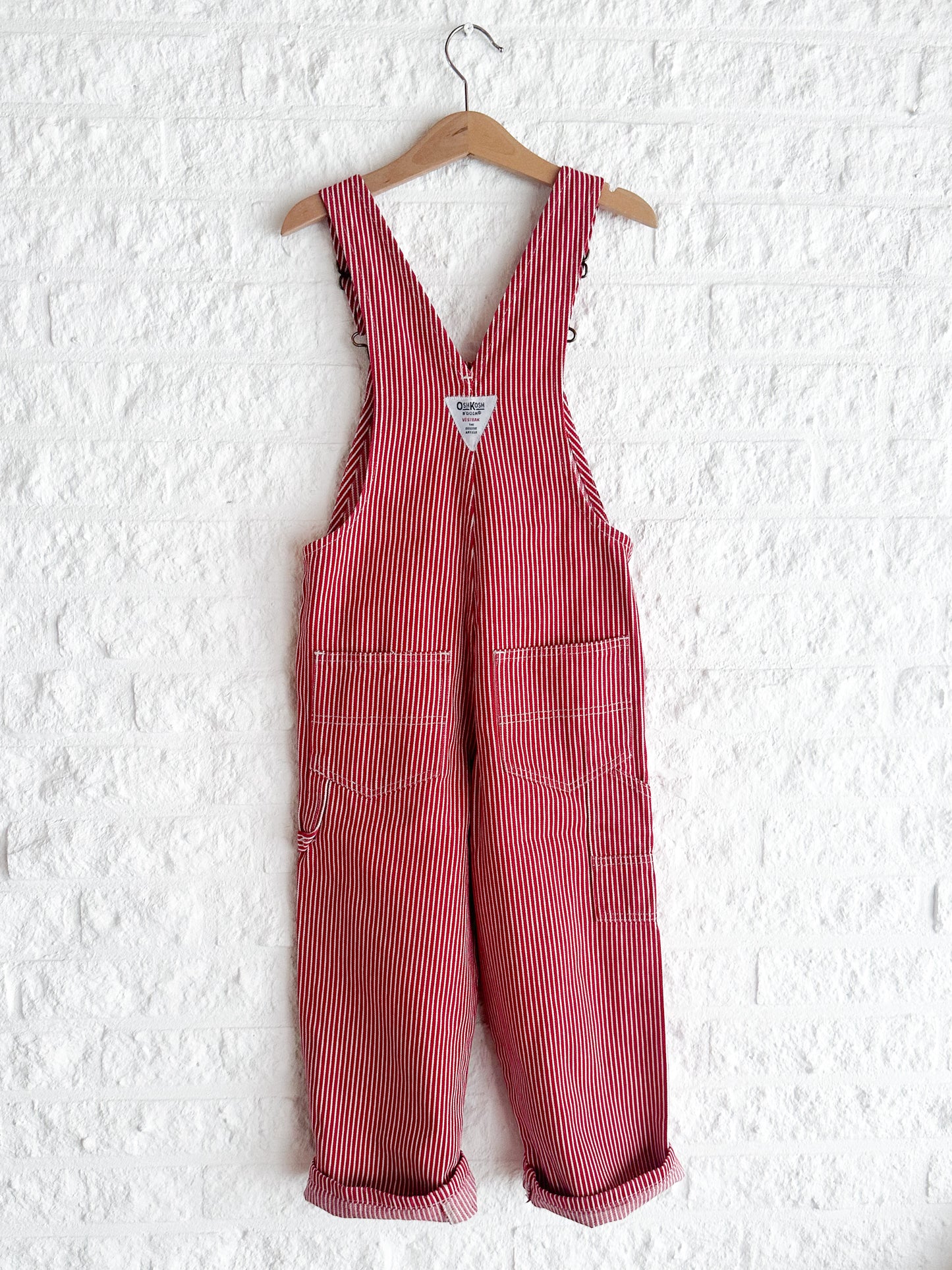 Red striped overalls size 4Y