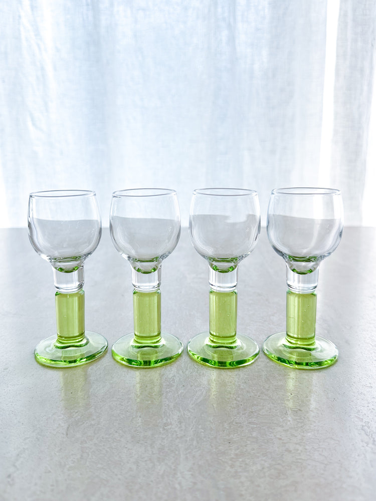 Green liqueur glasses 4x