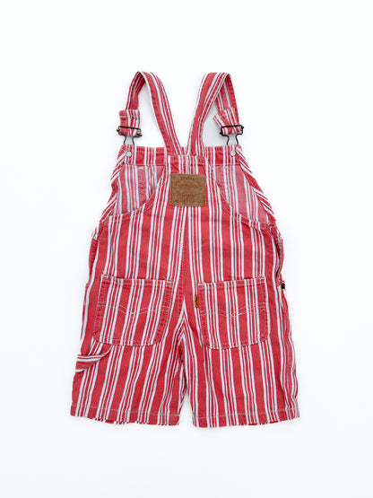 Red striped short overalls size 2/3Y