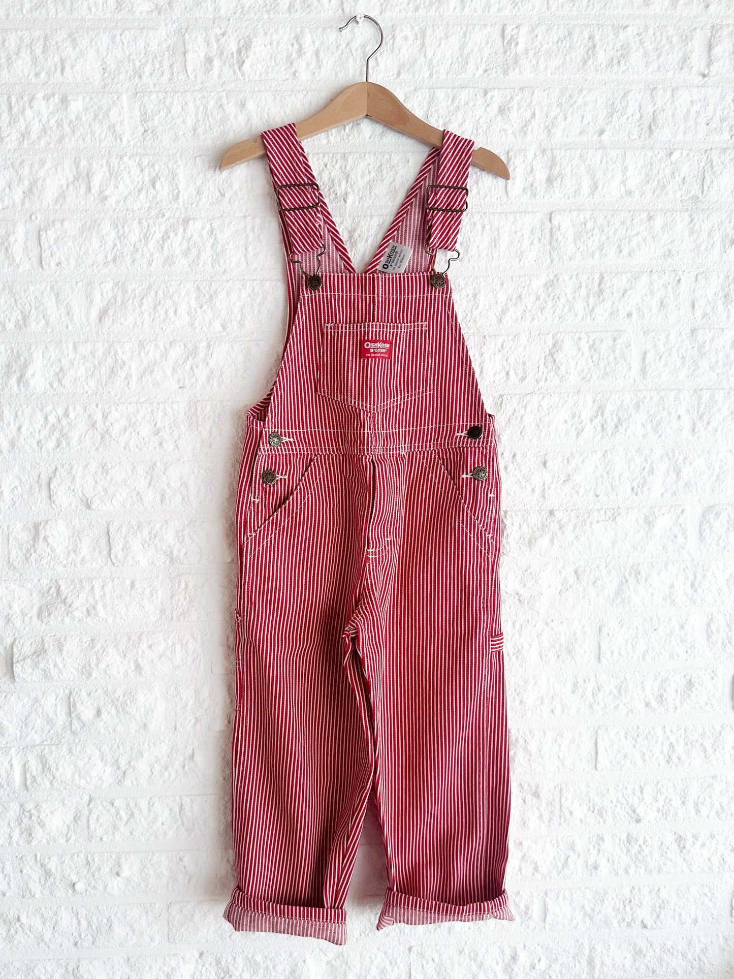 Red striped overalls size 4Y