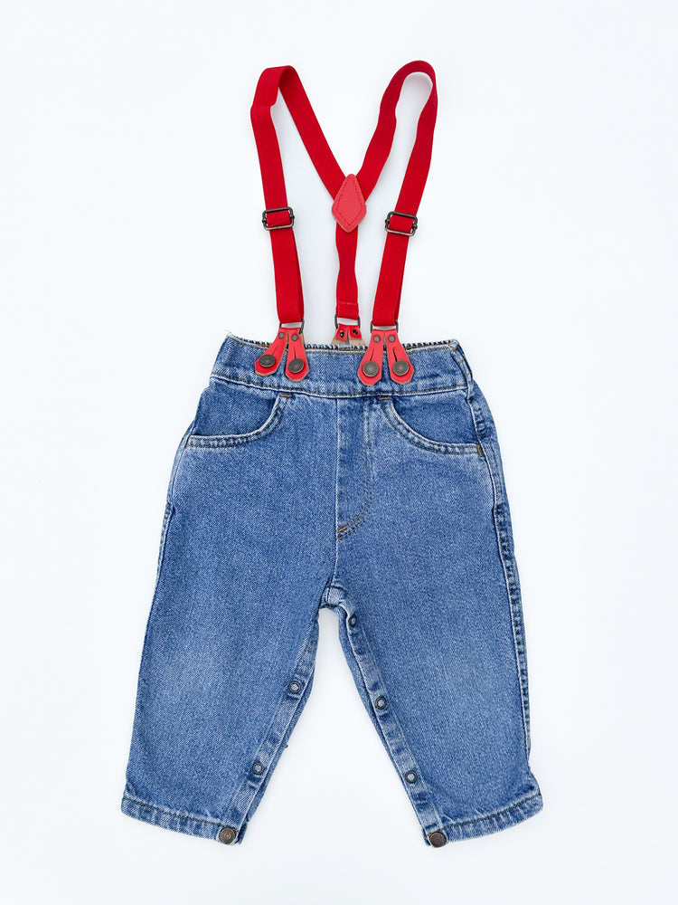 Baby jeans with suspenders