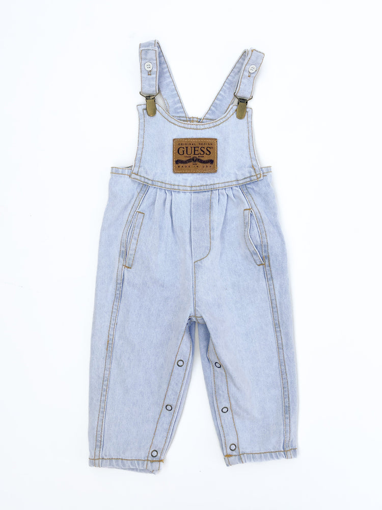 Light wash leather patch overalls size 12M