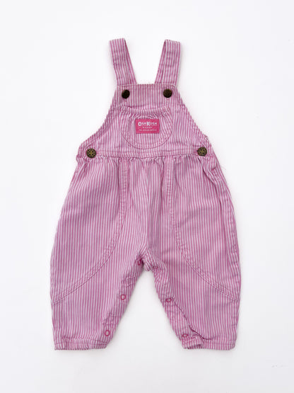 Pink striped overalls size 9/12M